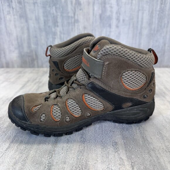 Kids Merrell Moab 2 mid waterproof hiking Boot Shoe Size 4.5 Brown Orange - Picture 5 of 11